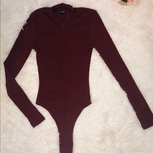 GRIND TIME BEYOND LONG SLEEVE BODYSUIT- BURGUNDY